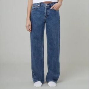 The Great. The Wayne Jean 30" Inseam Straight Leg Button-Fly Blue Size 25